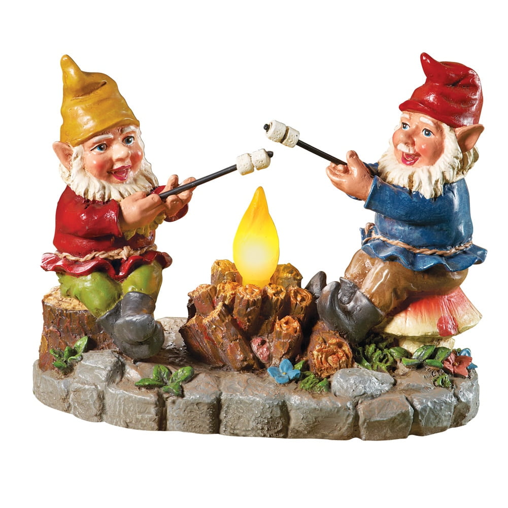 Solar Campfire Light Garden Gnomes, with Hand-painted Details and Bright Colors, Multi by Collections Etc