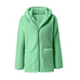 thumbnail image 4 of QATAINLAV Womens Fuzzy Fleece Jacket Fall Winter Warm Fluffy Sherpa Hoodie Coats Solid Casual Zip up Cardigan Sweater with Pockets, Green, XXXL, 4 of 6