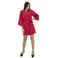 thumbnail image 5 of Bimba Women Short Solid Belt Robe Soft Modal Cotton Wrap Round Plain Bath Robe, 5 of 7