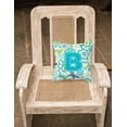 thumbnail image 2 of Letter B Flowers and Butterflies Teal Blue Fabric Decorative Pillow, 2 of 2