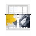 thumbnail image 2 of Abstract Color Block Sheer Curtains 45 Inches Long 2 Panels Yellow Black Oil Painting Style Light Filtering Semi Sheer Window Curtains Drapes for Bedroom Living Room 52"x45", 2 of 7