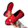 thumbnail image 4 of Womens Red Patent Faux Leather Platform Loafers Chunky Lug Sole Penny Loafers Slip On Comfortable Casual Shoes,Size 7.5, 4 of 7