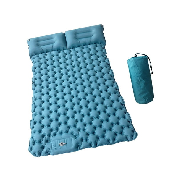 Colchoneta inflable para dormir shamjiam con almohada y bomba integrada Azul eléctrico 125 cm x 196 cm x 9 cm