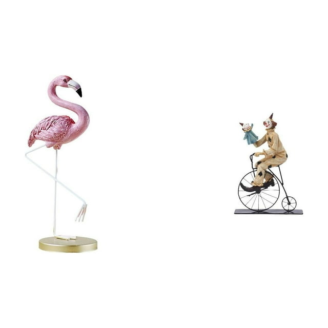 Estatua De Flamenco Payaso De Resina, Escultura De Arte Moderno, Figura Decorativa Con Soporte De Metal Para Jardín, Patio, Mesa, Centro De Mesa O Comedor.