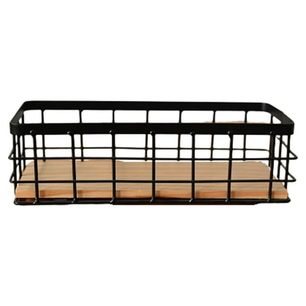 Kearding Cesta de almacenamiento de rejilla de malla portátil para oficina en casa, organizador de estilo moderno de diseño Simple, cestas de Almacenamiento y organización del hogar Negro