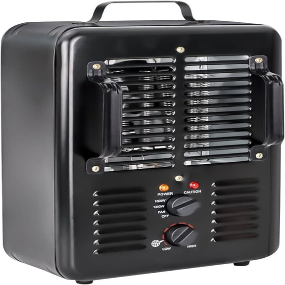Milkhouse Space Heater, 1300W/1500W Electric Heater with tat, 3 Heat Settings, and Quiet for Home Garage Workshop Warehouse, Black