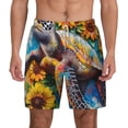 thumbnail image 3 of Uemuo Sunflower Turtle Pattern Mens Swim Trunks Quick Dry Board Shorts with Mesh Lining, Stretch Beach Shorts Quick Dry No-Chafing Board Shorts-Medium, 3 of 9