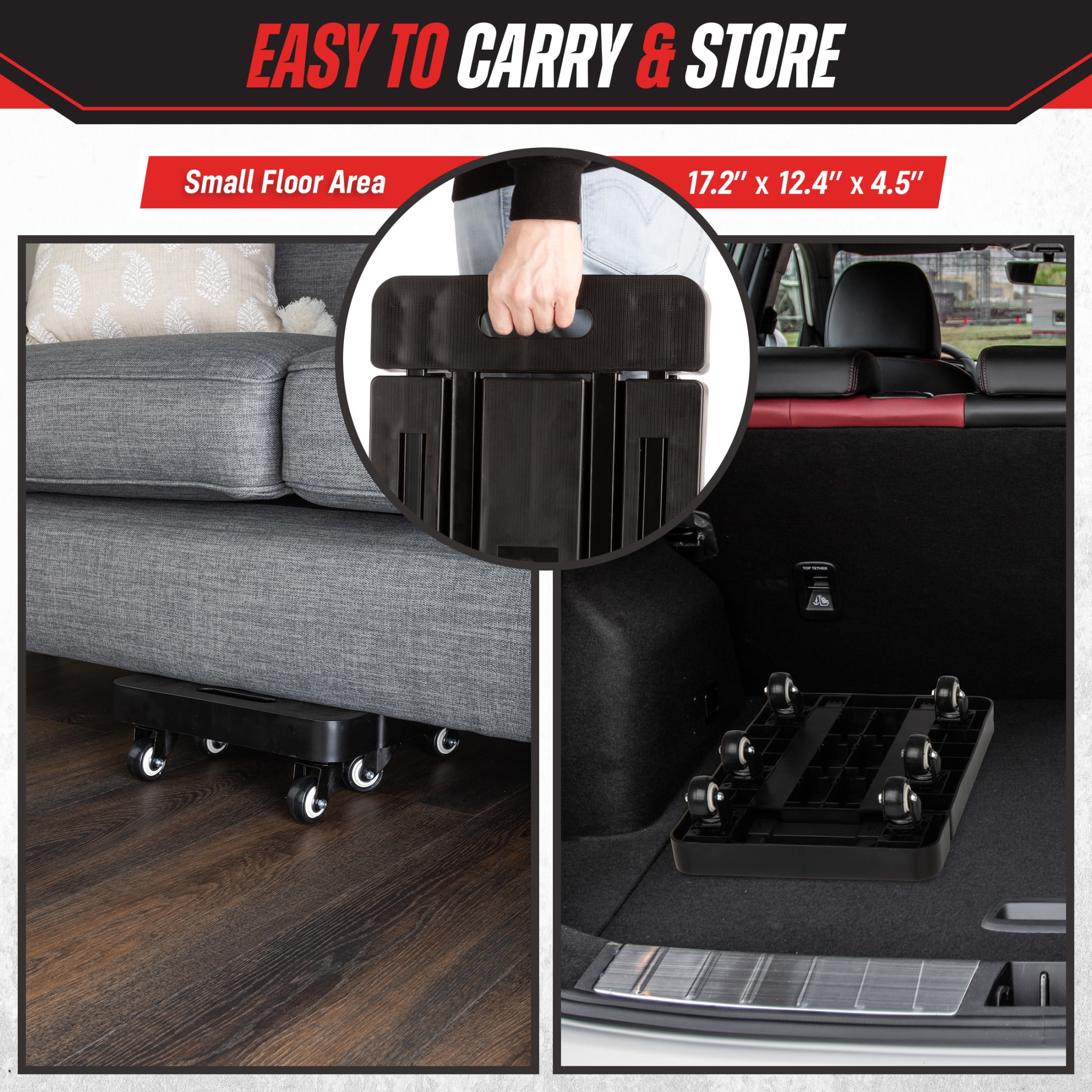 Stalwart Folding Hand Truck Dolly Cart with Wheels and 500lb Capacity