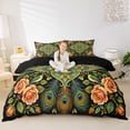 thumbnail image 2 of jejeloiu Vibrant Mandala Duvet Cover King For Men Women,Peacock Pattern King Bedding,Multi Black,Black Reversible,3 Pieces,1 Duvet Cover and 2 Pillowcases, 2 of 6