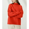 thumbnail image 4 of Women Mock Neck Sweater Chunky Long Sleeve Knitted High Low Hem Trendy Fall Winter Jumper Top size, 4 of 9