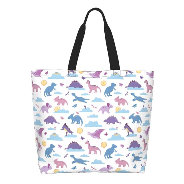 Balery Dinosaur Bolsa Tote Estilo Estético con Cremalleras, Bolsa de Hombro, Bolsa de Compras Grande y Plegable