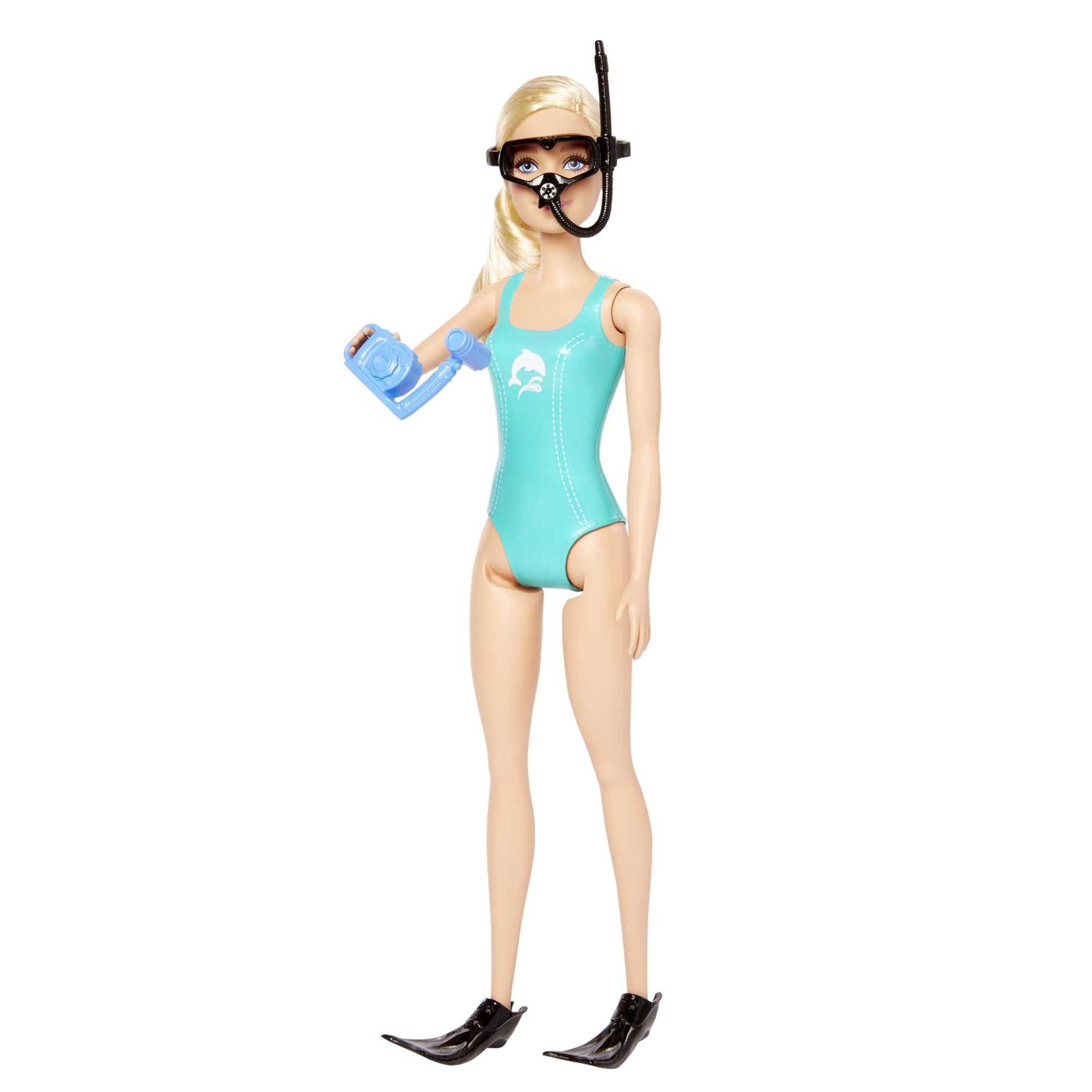 Barbie Marine Biologist Doll and Accessories, Mobile Lab Playset with Blonde Doll and 10+ Pieces