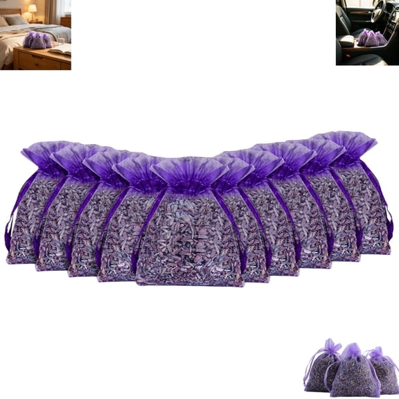 10Pcs Dried Lavender Sachets Bags, Fragrance Scent Pouch for Drawers Closets Wardrobes Cabinet Home Odor Removal Decor