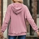thumbnail image 4 of Sudadera con capucha plisada de manga larga con cuello redondo y bolsillo con cordón para mujer Rosa M, 4 of 6