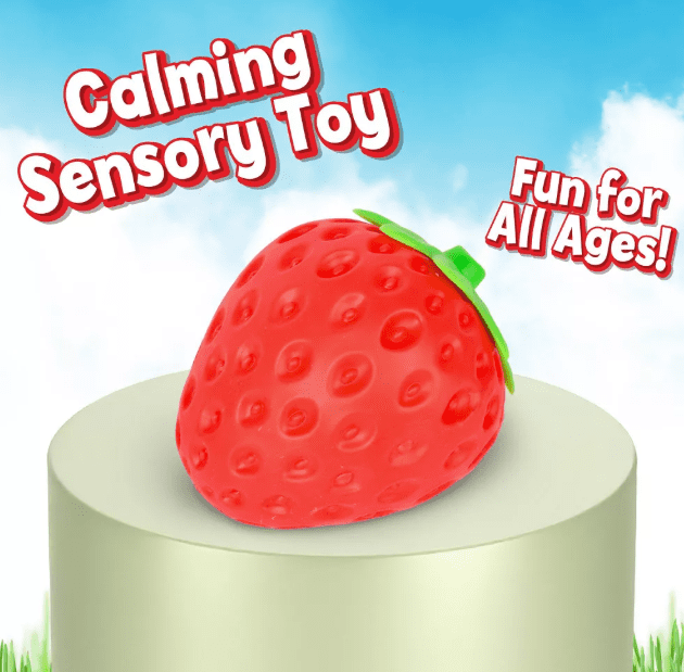 2 PCS Squeezy STRAWBERRY Sensory Toys, Slow Rising Squishy Relief Soft Stress Relief & Fidget Toys, Fruit Toys