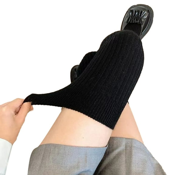 Women Over Knee Stockings Leg Warmer Thicken Rib Knit Thigh High Long Boot Socks