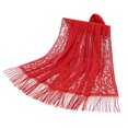 thumbnail image 1 of YOUSNH Ensemble Mode Femme Nylon Rayé Creux à Franges Long Châle Foulard Chapeau Foulard Gant Rouge Taille Unique, 1 of 2