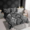 thumbnail image 3 of Erosebridal Black White Paisley Bedding Comforter Set, Hippie Bohemian Queen Bedding Sets, Black Reversible 7 Pieces, 3 of 6
