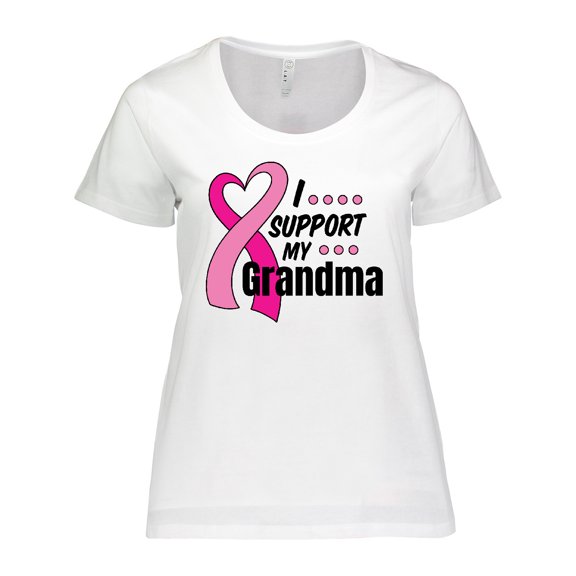Inktastic Breast Cancer Awareness I Support My Grandma Pink Ribbon Women's Plus Size T-Shirt
