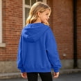 thumbnail image 4 of Shinyii Girls Zip Up Hoodie Solid Casual Cozy Hooded Sweatshirt Jacket, Blue, Sizes 4-15, 4 of 4