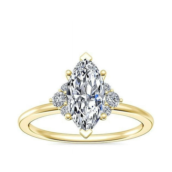 0.70 Carat Stylish Halo Style Marquise Natural Diamond Elegant Ring for Women Solid 14K Yellow Gold Size 4