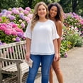 thumbnail image 2 of Agnes Orinda Women's Plus Size Top Swiss Dots Blouse Round Neck Ruffle Sleeve Casual Tee Shirt 1X White, 2 of 8