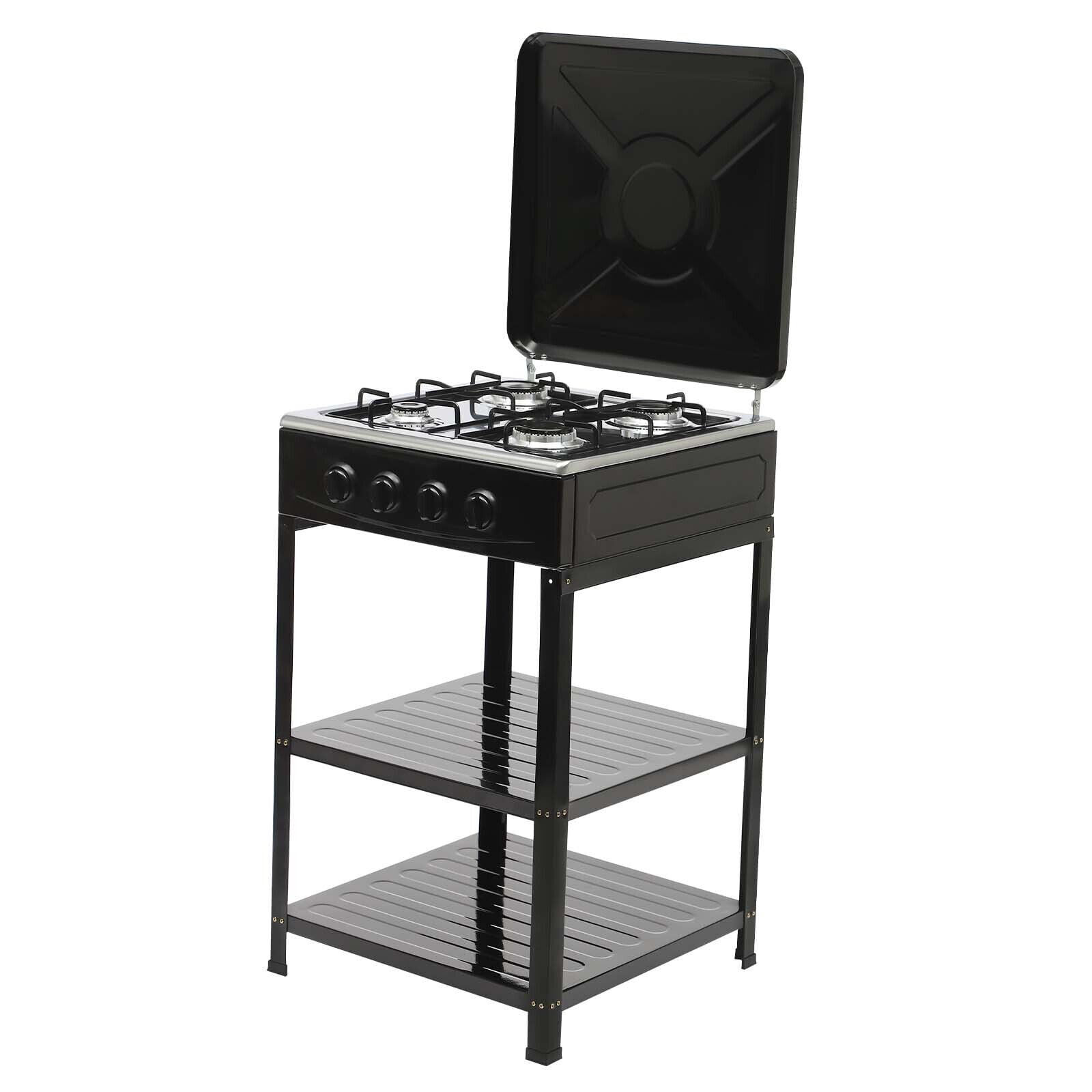 Portable Gas Stove 4-burner & Support Leg Stand &wind Blocking Cover BBQ Outdoor