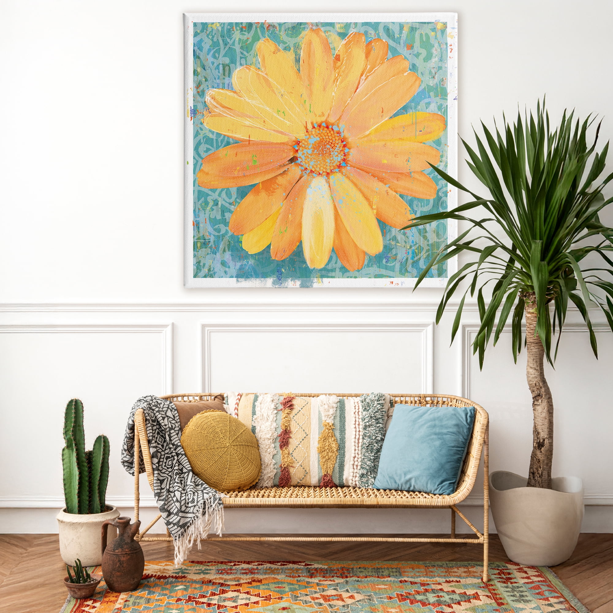 Stupell Industries Urban Daisy over Graffiti Canvas Wall Art, design by Porter Hastings