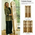 thumbnail image 3 of Room Divider with Shelves, 68.9inch Wood Carved and Louvered Wall Divider Freestanding, 4 Panels Folding Partition Screen for Bedroom Home Office (Natural), 3 of 8