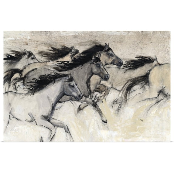Great BIG Canvas | "Horses in Motion I" Art Print - 36x24