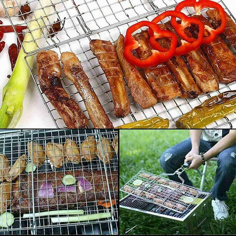 Barbecue Grilling Basket Grill Bbq Net Steak Meat Fish Veg Mesh Holder Tools