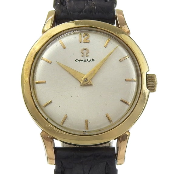 Pre-Owned Omega OMEGA Antique Watch Cal.244 Gold Plated x Leather Strap Manual Winding Analog...