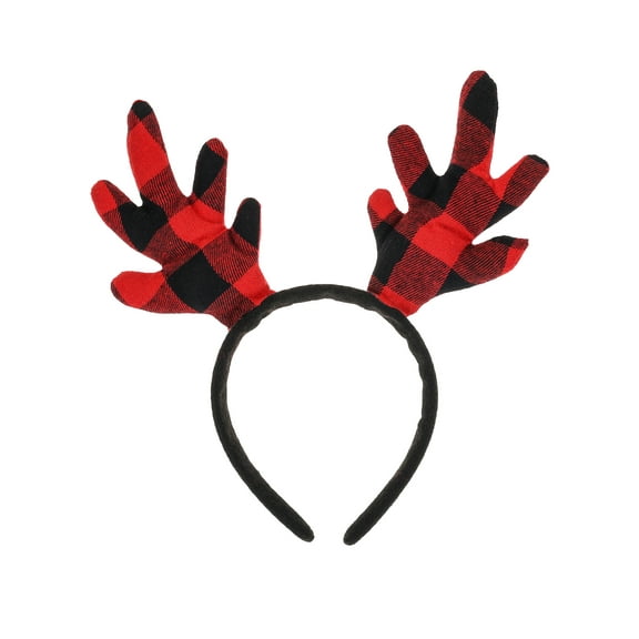 Holiday Time Buffalo Plaid Reindeer Antler Headband, 1 Piece