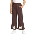 thumbnail image 3 of Rvasteizo Kids Pants Solid Bow Flare Side Pockets Elastic Waist Loose Comfy Full Length Casual Outer Pant for 1 to 15 Years, 3 of 5