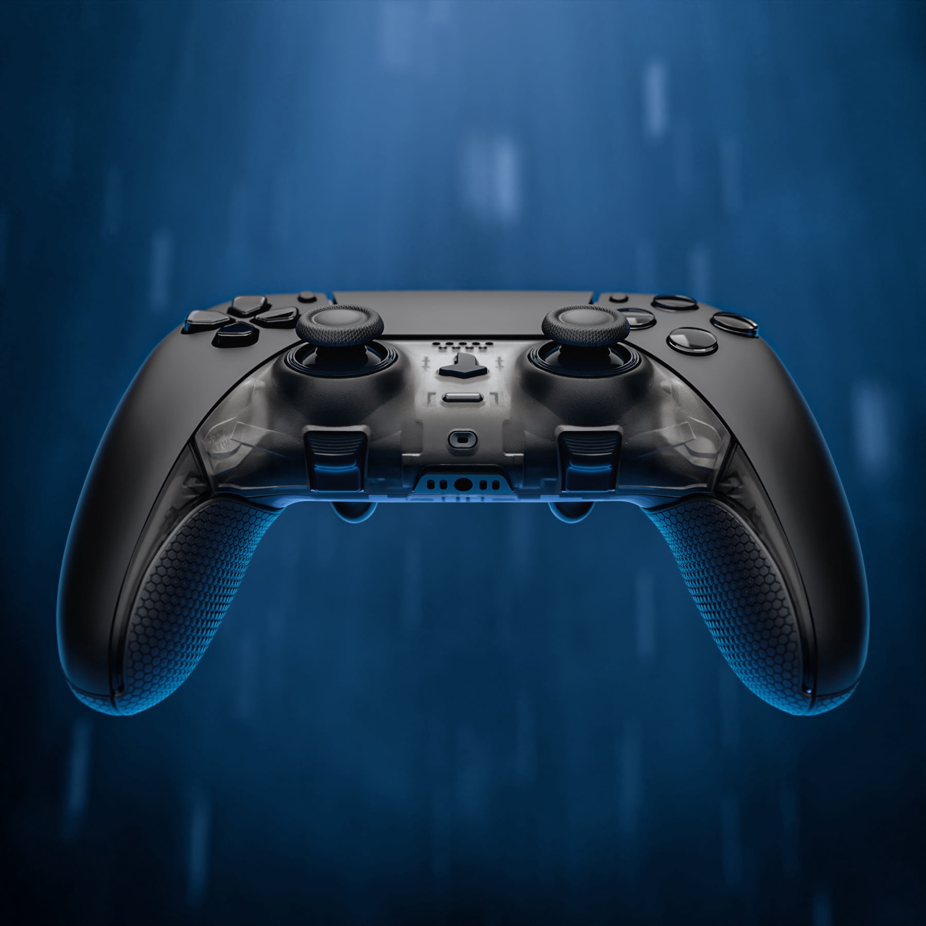 eXtremeRate Beyond-ARC Shell Kit for PS5 Edge Controller - Rubberized Grip Front & Back Cover (Clear & Black)