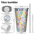 thumbnail image 4 of 16oz Tumblers Pioneer Flower Stainless Steel Vacuum Insulated Double Wall Travel Tumbler Cups Mug with Lid and Straw,Cleaning Brush for Coffee,Tea, 4 of 4