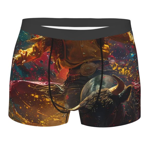 Bingfone Colorful Bull Western Man Men's Underwear - Casual Stretch Boxer Briefs-Small