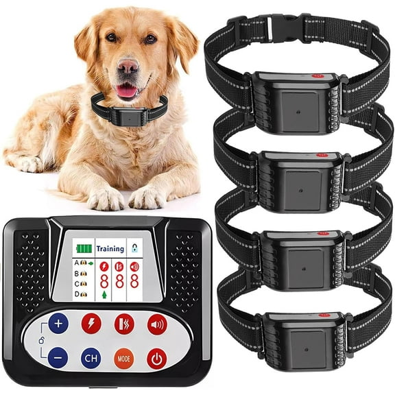 Wireless Dog Fence, Electric Dog Fence, Pet Boundary Containment System with Remote, IP67 Waterproof Rechargeable Shock Training Collar, Safe Effective, Suitable and Harmless for All Dogs,for4dogs