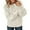 Beige, variant on Women's Sweaters Winter Clothes for Women Crewneck Knit Sweater Casual Loose Fit Solid Color Pullover Top With Jacquard Pattern