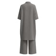 thumbnail image 5 of Mifsaly Two Piece Linen Sets for Women Open Front Long Cardigan and High Waisted Wide Leg Jumpsuits with Pockets Lightweight Flowy Summer Casual Vacation Matching Outfits Gray,XXL, 5 of 8