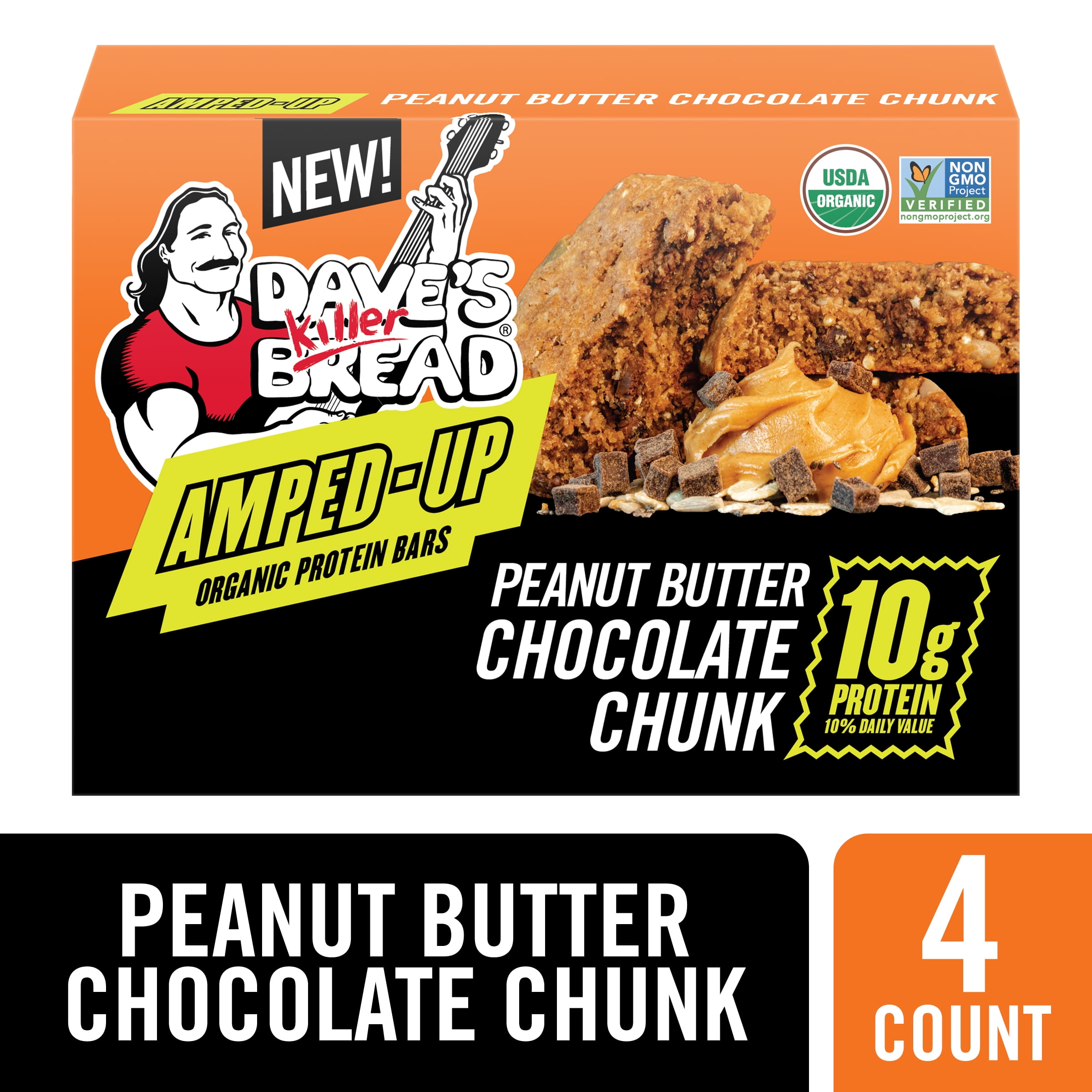 Dave's Killer Bread Peanut Butter Chocolate Chunk Amped Up Protein Bars, 4 CT (Pack of 3)