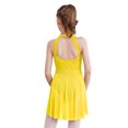 thumbnail image 3 of Hansber Kids Girls Mock Neck Rhinestone Skating Dress Gymnastic Leotard Ballet Latin Lyrical Dance Yellow&Black 10, 3 of 7
