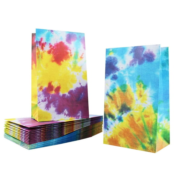 Septo Tie Dye Party Favor Bags 24 Pieces Camouflage Treat Bags Goody Bags Retro Gift Bags Colorful Kids Party Paper Bags For Birthday Party Retro Theme