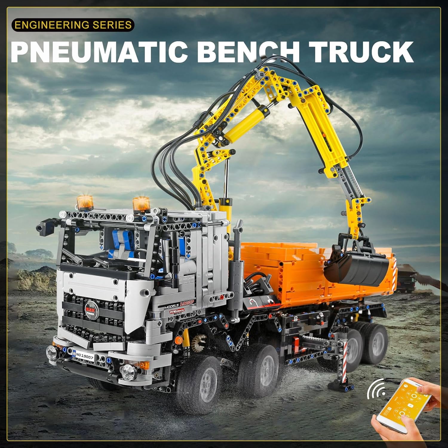 Engineering Crane Pneumatic Truck Building Blocks, Engineering Truck with Remote Control and Motors, 2819 Parts Large MOC Remote Control Car Clamp Blocks Bricks Toy
