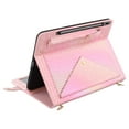 thumbnail image 5 of Case for Samsung Galaxy Tab S10+ Plus 2024/S9 FE+ Plus/S9+ Plus/S7 FE 5G/S7 Plus/S8 Plus, Folio Stand PU Leather Crossbody with Pencil Holder+Card Slots Wallet Case with Shoulder Strap, Deeppink, 5 of 9