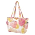 thumbnail image 2 of FORMRS Tote Bag for Women Quilted Large Capacity Travel Work Carry On Shoulder Handbag, Pink Floral Orange, 2 of 7