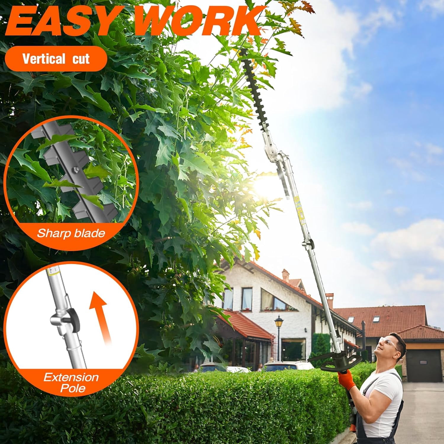 EAYSG 48CC Gas Powered Hedge Trimmer,Multi-Functional Yard Care Tools, Head Trimmer for Tree Trimming Branch String Trimmer Lawn