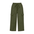 thumbnail image 6 of TFEOQRY Womens Cargo Pants with Pockets Elastic Waist Drawstring Solid Color Loose Casual Wide Leg Pants, 6 of 7