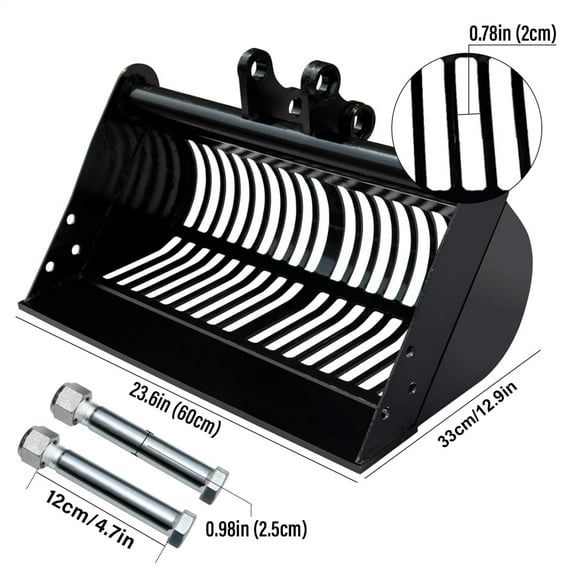 Tohu 23.6" Wide Soil Screening Sieving Bucket, Riddle Bucket Excavator Attachments for Construction