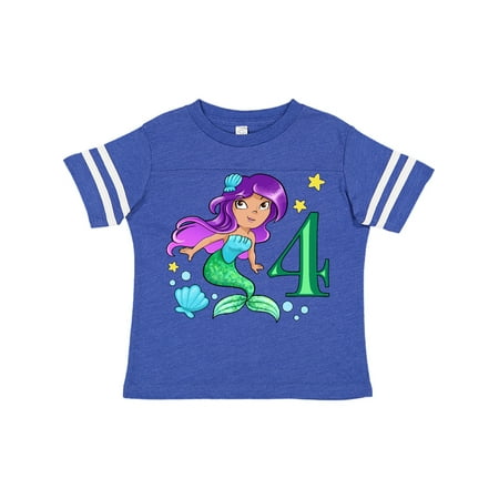

Inktastic Mermaid Fourth Birthday green tail Gift Toddler Boy or Toddler Girl T-Shirt